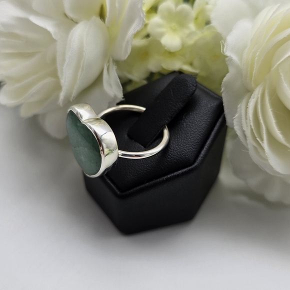❤️ JADE HEART STERLING SILVER RING - Picture 11 of 12